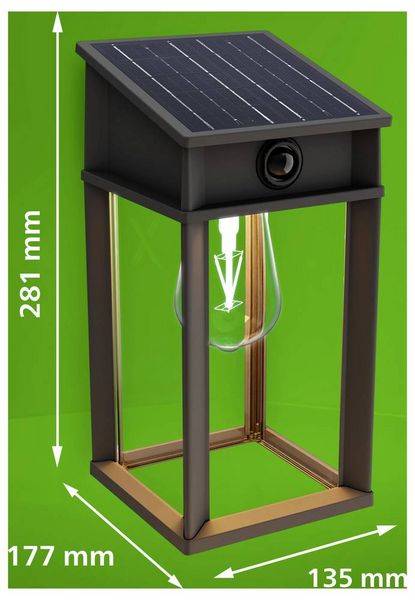 Produktbild: Philips LED Geri 929004632601 Solar-Au&szlig;enwandleuchte mit Bewegungsmelder LED 3.2W Schwarz