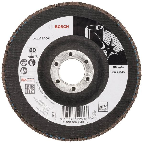 Bosch Accessories 2608607640 X581 Fächerschleifscheibe Durchmesser 125 mm Bohrungs-Ø 22.33 mm Edelstahl 1 St.