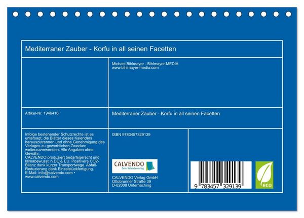 Produktbild: Mediterraner Zauber - Korfu in all seinen Facetten (Tischkalender 2026 DIN A5 quer), CALVENDO Monatskalender