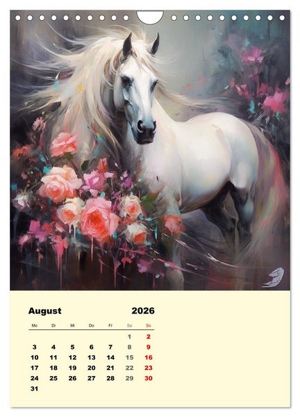 Produktbild: Pferde im romantischen Barockstil (Wandkalender 2026 DIN A4 hoch), CALVENDO Monatskalender
