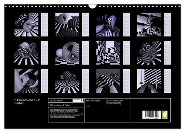 Produktbild: 3 Dimensionen - 2 Farben (Wandkalender 2026 DIN A3 quer), CALVENDO Monatskalender