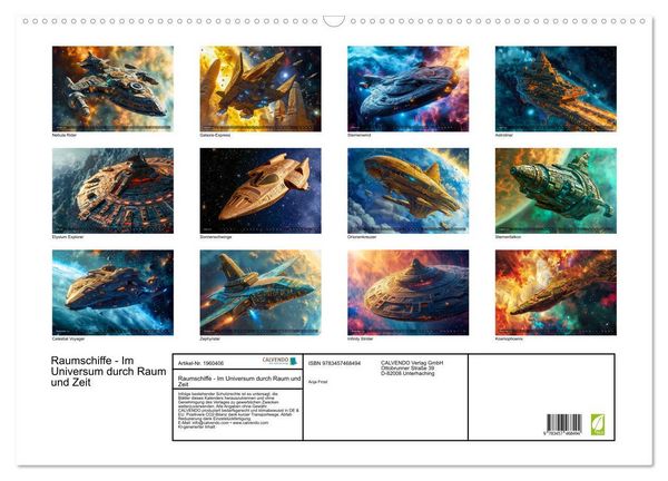 Produktbild: Raumschiffe - Im Universum durch Raum und Zeit (Wandkalender 2026 DIN A2 quer), CALVENDO Monatskalender