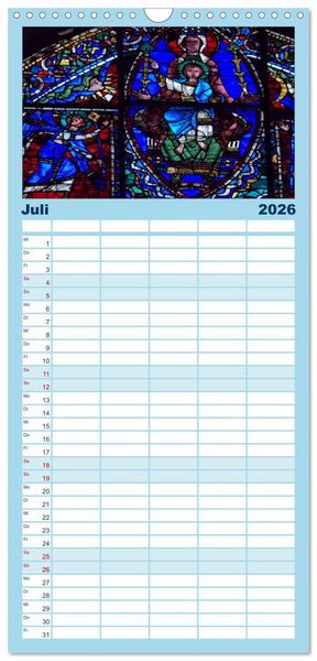 Produktbild: Familienplaner 2026 - Bilder aus Licht - Notre Dame de Chartres mit 5 Spalten (Wandkalender, 21 x 45 cm) CALVENDO