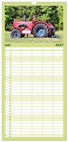 Produktbild: Familienplaner 2027 - M&auml;nnerspielzeug Traktor Inspirationen mit 5 Spalten (Wandkalender, 21 x 45 cm) CALVENDO