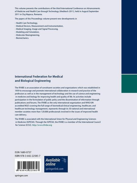 Produktbild: International Conference on Advancements of Medicine and Health Care through Technology; 29th August - 2nd September 2011, Cluj-Napoca, Romania