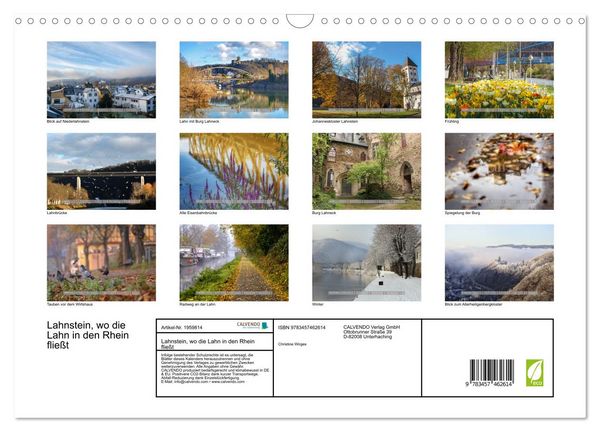 Produktbild: Lahnstein, wo die Lahn in den Rhein flie&szlig;t (Wandkalender 2026 DIN A3 quer), CALVENDO Monatskalender