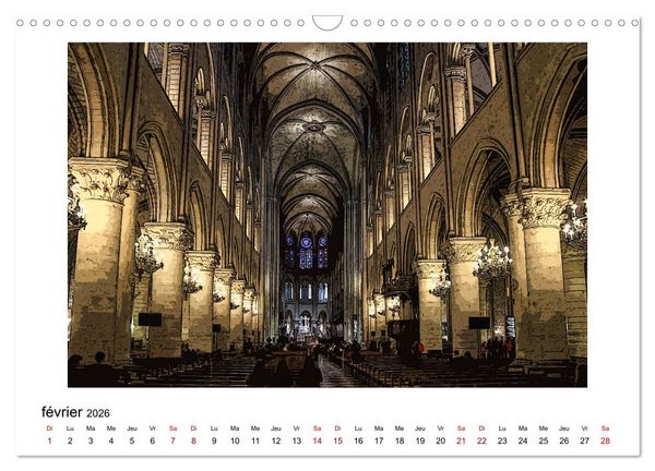 Produktbild: Notre-Dame de Paris en Cartoon (Calendrier mural 2026 DIN A3 vertical), CALVENDO calendrier mensuel
