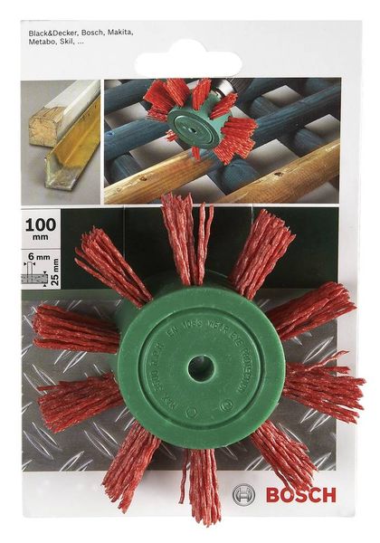 Bosch Accessories Fächerbürste für Bohrmaschinen – Nylondraht mit Korund Schleifmittel K80, 100mm Durchmesser = 100mm Sc