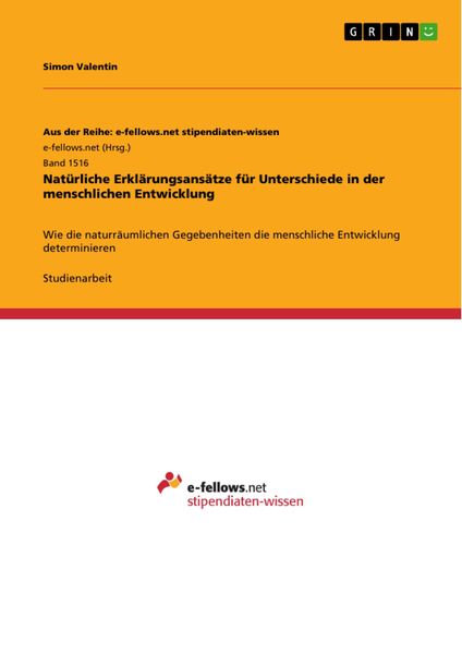 Produktbild: Nat&uuml;rliche Erkl&auml;rungsans&auml;tze f&uuml;r Unterschiede in der menschlichen Entwicklung