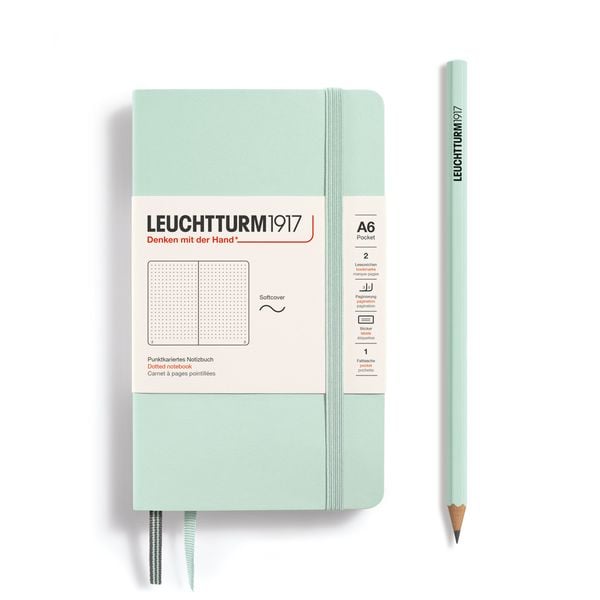 Produktbild: LEUCHTTURM1917 Notizbuch Pocket (A6), Softcover, 123 nummerierte Seiten, Mint Green, Dotted