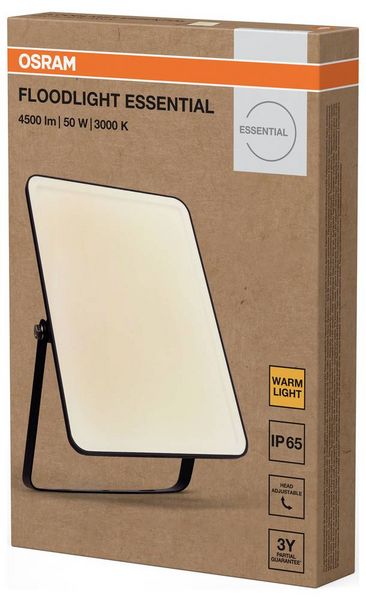 Produktbild: OSRAM HOMELIGHTING Floodlight Essential 50W 3000K 4099854429798 LED-Au&szlig;enstrahler 50.00 W Leuchtfarben: Warmwei&szlig;