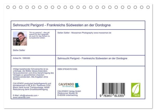 Produktbild: Sehnsucht Perigord - Frankreichs S&uuml;dwesten an der Dordogne (Tischkalender 2026 DIN A5 quer), CALVENDO Monatskalender