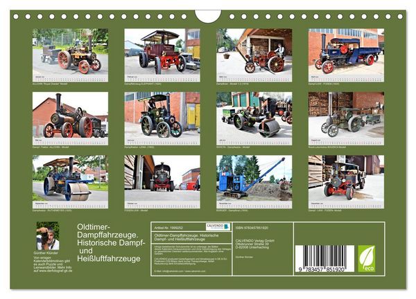 Produktbild: Oldtimer-Dampffahrzeuge. Historische Dampf- und Hei&szlig;luftfahrzeuge (Wandkalender 2026 DIN A4 quer), CALVENDO Monatskalender