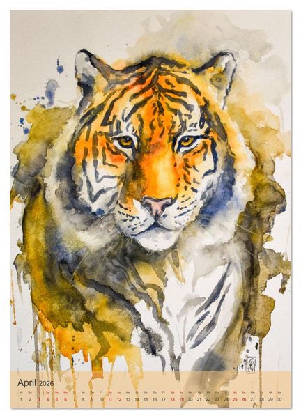 Produktbild: Tiere in Aquarell portraitiert (Wandkalender 2026 DIN A4 hoch), CALVENDO Monatskalender