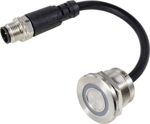 Produktbild: TRU COMPONENTS TC-12835296 TC-TS22A10YSSR12M12 MALE CONNECTOR Sensortaster 24 V 0.5 A 1 x Aus/(Ein) tastend Rot (&Oslash;) 25 mm IP65 1 St.