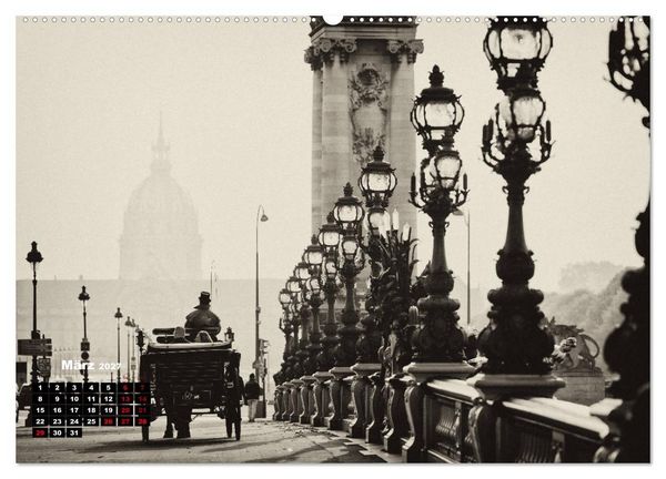 Produktbild: Paris-Impressionen in Schwarz-Wei&szlig; (Wandkalender 2027 DIN A2 quer), CALVENDO Monatskalender