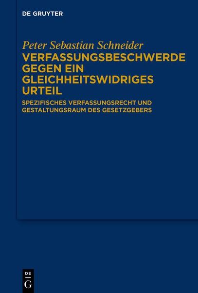 Produktbild: Verfassungsbeschwerde gegen ein gleichheitswidriges Urteil