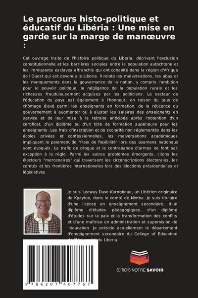 Produktbild: Le parcours histo-politique et &eacute;ducatif du Lib&eacute;ria : Une mise en garde sur la marge de man&iquest;uvre :
