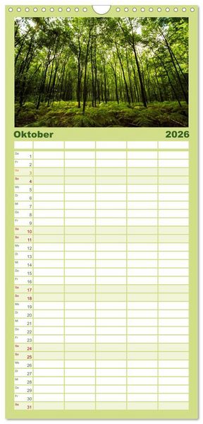 Produktbild: Familienplaner 2026 - Wald mit 5 Spalten (Wandkalender, 21 x 45 cm) CALVENDO