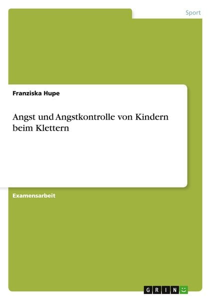 Produktbild: Angst und Angstkontrolle von Kindern beim Klettern