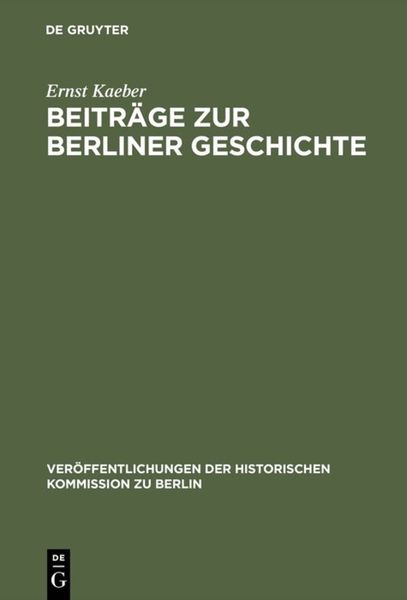 Produktbild: Beitr&auml;ge zur Berliner Geschichte