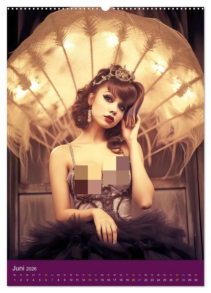 Produktbild: Burlesque T&auml;nzerinnen - Verf&uuml;hrerischer Tanz (Wandkalender 2026 DIN A2 hoch), CALVENDO Monatskalender