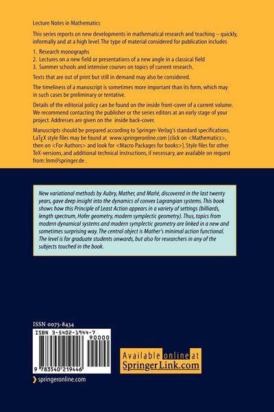 Produktbild: The Principle of Least Action in Geometry and Dynamics