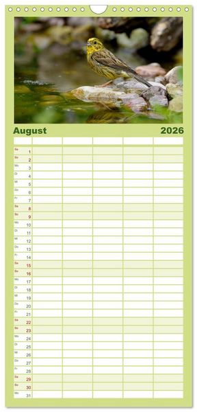 Produktbild: Familienplaner 2026 - V&ouml;gel mit 5 Spalten (Wandkalender, 21 x 45 cm) CALVENDO