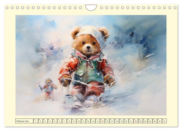 Produktbild: Teddyb&auml;r Romantik. Vertr&auml;umte Aquarelle von lieblichen B&auml;ren (Wandkalender 2026 DIN A4 quer), CALVENDO Monatskalender