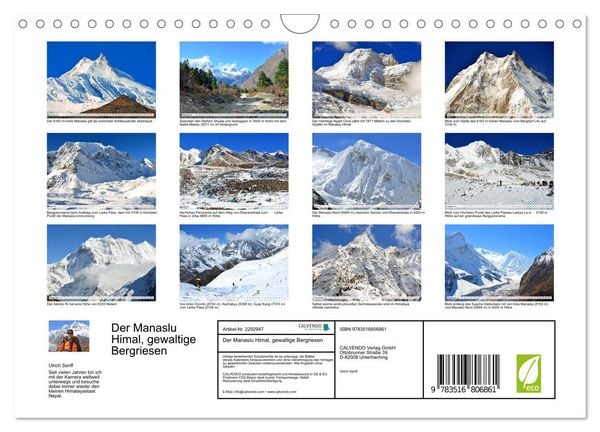 Produktbild: Der Manaslu Himal, gewaltige Bergriesen (Wandkalender 2027 DIN A4 quer), CALVENDO Monatskalender