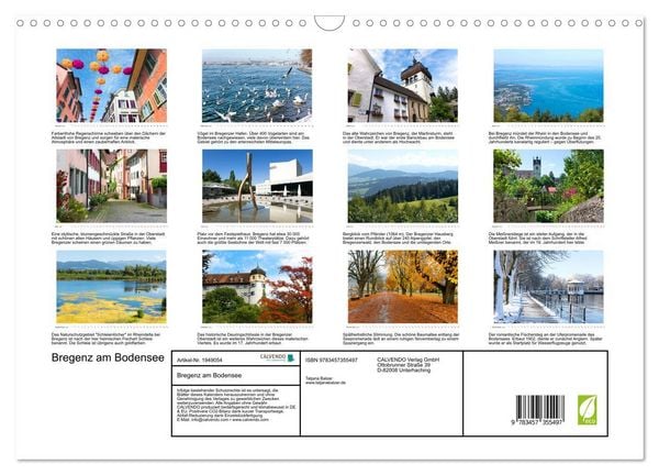 Produktbild: Bregenz am Bodensee (Wandkalender 2026 DIN A3 quer), CALVENDO Monatskalender