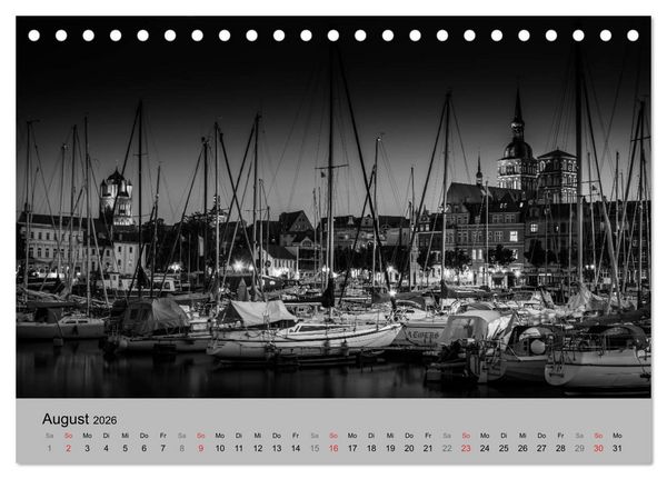 Produktbild: Hansestadt Stralsund bei Nacht (mit GPS-Koordinaten) (Tischkalender 2026 DIN A5 quer), CALVENDO Monatskalender