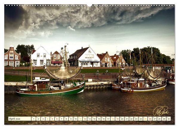 Produktbild: Ostfriesland - die alten H&auml;fen, Vintage-Style (Wandkalender 2026 DIN A2 quer), CALVENDO Monatskalender