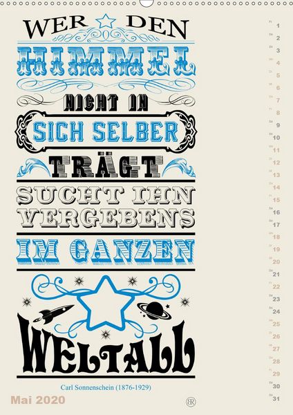 Produktbild: Die sch&ouml;nsten Lebensweisheiten Typo - Kalender (Premium, hochwertiger DIN A2 Wandkalender 2020, Kunstdruck in Hochglanz)