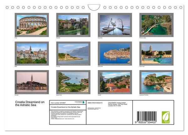 Produktbild: Croatia Dreamland on the Adriatic Sea (Wall Calendar 2026 DIN A4 landscape), CALVENDO 12 Month Wall Calendar