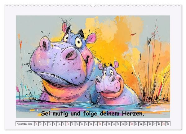Produktbild: S&uuml;&szlig;e Flusspferde. Hippopotamus Weisheiten zum Schmunzeln (Wandkalender 2026 DIN A2 quer), CALVENDO Monatskalender