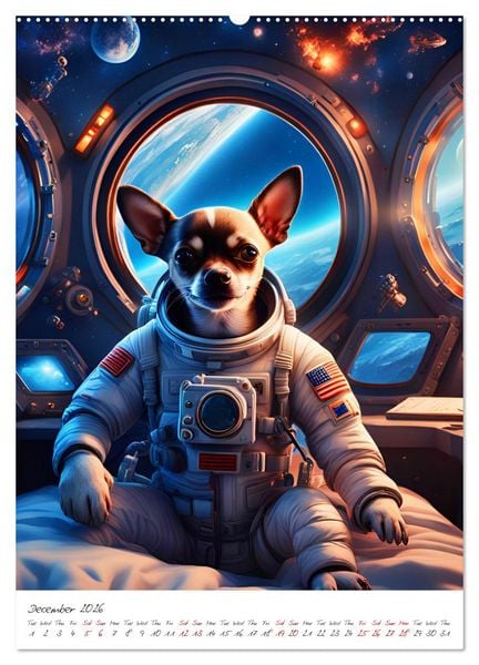 Produktbild: Chihuahua Adventure in Space (Wall Calendar 2026 DIN A2 portrait), CALVENDO 12 Month Wall Calendar