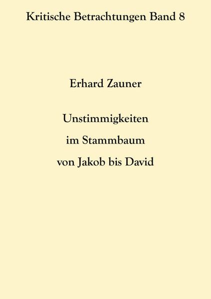 Produktbild: Unstimmigkeiten im Stammbaum von Jakob bis David