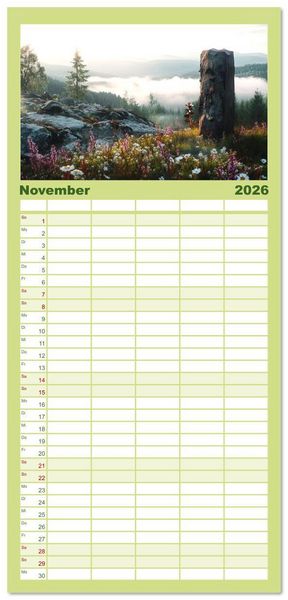 Produktbild: Familienplaner 2026 - Wandergl&uuml;ck - Momente der Freiheit in der Natur mit 5 Spalten (Wandkalender, 21 x 45 cm) CALVENDO