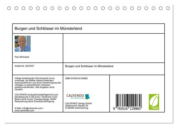 Produktbild: Burgen und Schl&ouml;sser im M&uuml;nsterland (Tischkalender 2026 DIN A5 quer), CALVENDO Monatskalender
