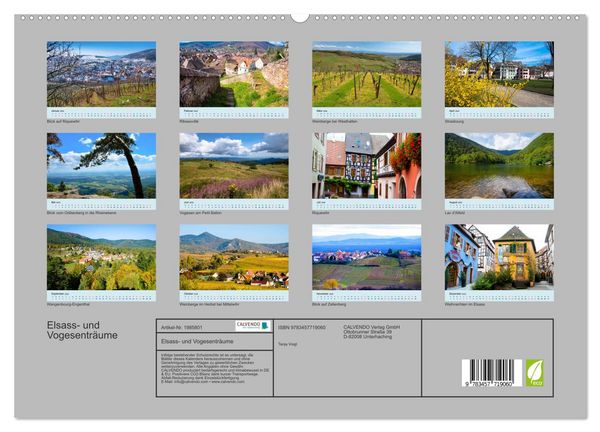 Produktbild: Elsass- und Vogesentr&auml;ume (hochwertiger Premium Wandkalender 2026 DIN A2 quer), Kunstdruck in Hochglanz