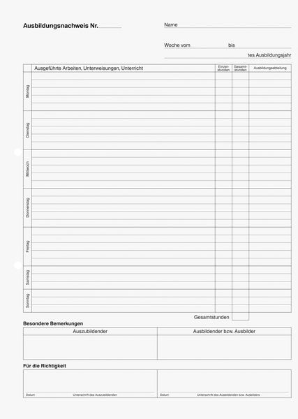Produktbild: Brunnen Block A4 Ausbildungsnachweis 1S/1W