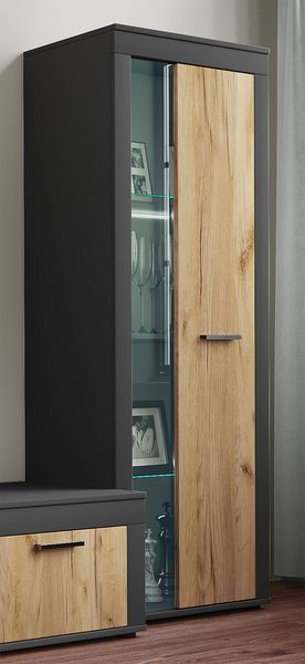 Produktbild: Schrank Vitrine Wohnzimmer Holz Glas Usilo
