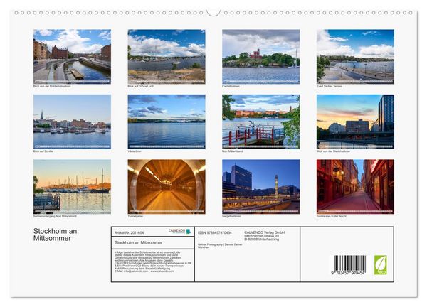 Produktbild: Stockholm an Mittsommer (hochwertiger Premium Wandkalender 2026 DIN A2 quer), Kunstdruck in Hochglanz