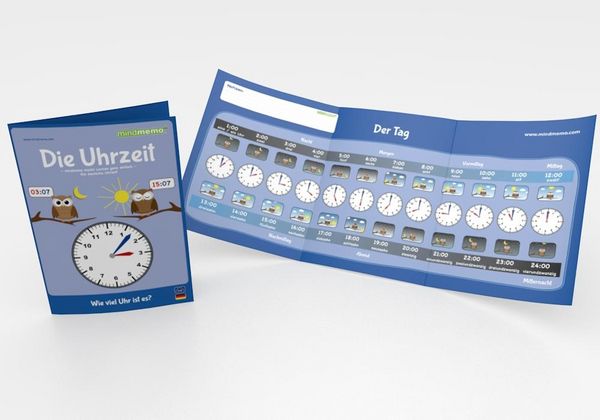 Produktbild: mindmemo Lernfolder - Die Uhrzeit - Grundschule - Zusammenfassung