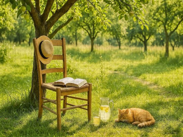 Produktbild: CALVENDO Puzzle Lesepause im Sommerlicht | 1000 Teile Lege-Gr&ouml;&szlig;e 64x48cm Foto-Puzzle f&uuml;r gl&uuml;ckliche Stunden
