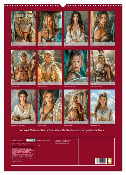 Produktbild: Antikes Griechenland - Fantasievolle Heldinnen von Sparta bis Troja (Wandkalender 2026 DIN A2 hoch), CALVENDO Monatskalender