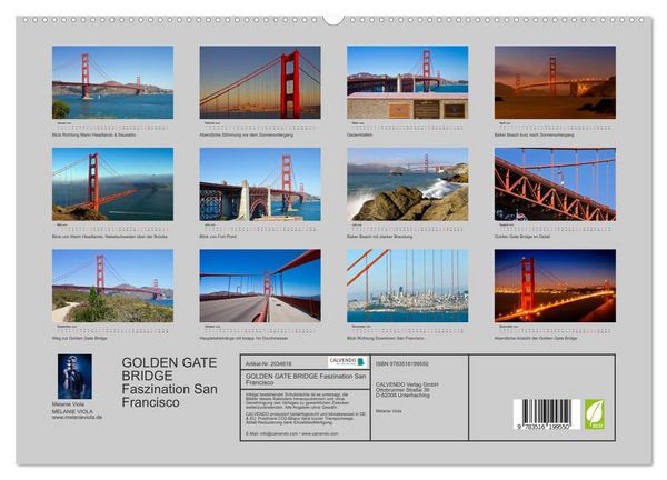 Produktbild: GOLDEN GATE BRIDGE Faszination San Francisco (hochwertiger Premium Wandkalender 2026 DIN A2 quer), Kunstdruck in Hochglanz