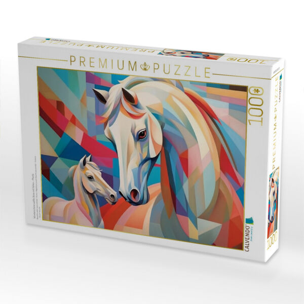 Produktbild: CALVENDO Puzzle Wundersch&ouml;ne wei&szlig;e Stute mit Fohlen - Pferde | 1000 Teile Lege-Gr&ouml;&szlig;e 64x48cm Foto-Puzzle f&uuml;r gl&uuml;ckliche Stunden