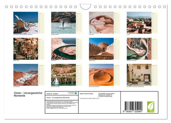 Produktbild: Oman - Unvergessliche Momente (Wandkalender 2026 DIN A4 quer), CALVENDO Monatskalender